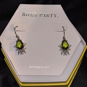 BP Earrings Lab Created Olivine Peridot on Rhodium